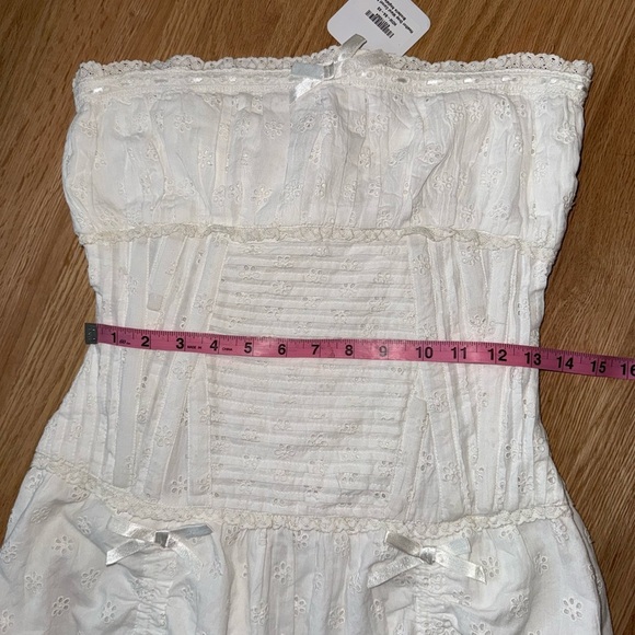 NEW $495 Fillyboo Heather Drop Waist Corset Mini Dress Broderie Anglaise XS - Picture 9 of 15